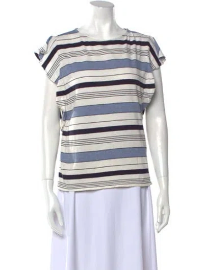 Pre-owned Apc Striped Crew Neck Top In White