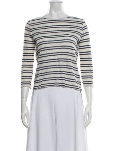 Pre-owned A.p.c. Striped Crew Neck Top In White