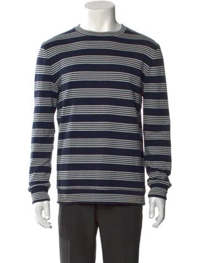 Pre-owned A.p.c. Striped Crew Neck T-shirt In Blue