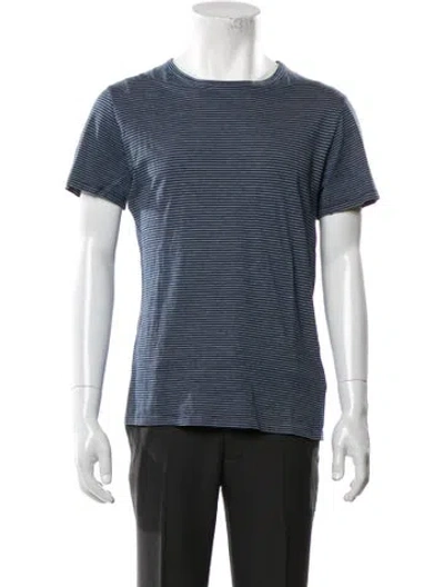 Pre-owned A.p.c. Striped Crew Neck T-shirt In Blue