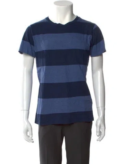 Pre-owned A.p.c. Striped Crew Neck T-shirt In Blue