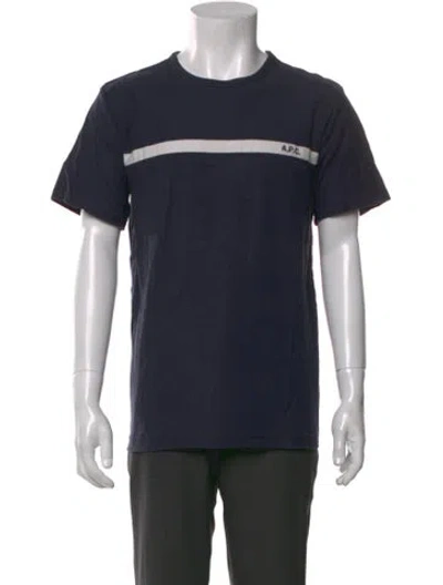 Pre-owned A.p.c. Striped Crew Neck T-shirt In Blue