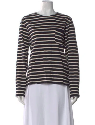 Pre-owned A.p.c. Striped Crew Neck T-shirt In Blue
