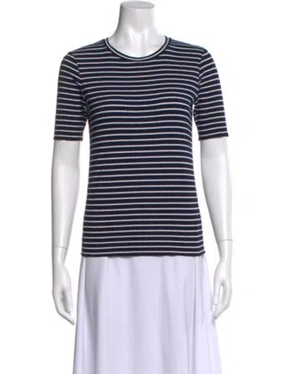 Pre-owned A.p.c. Striped Crew Neck T-shirt In Blue