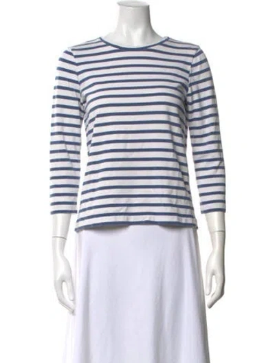Pre-owned A.p.c. Striped Crew Neck T-shirt In Blue