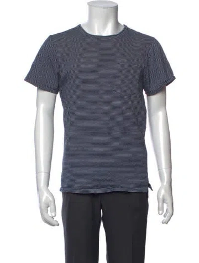 Pre-owned A.p.c. Striped Crew Neck T-shirt In Blue