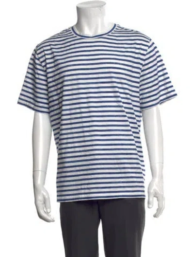 Pre-owned A.p.c. Striped Crew Neck T-shirt In Blue/white