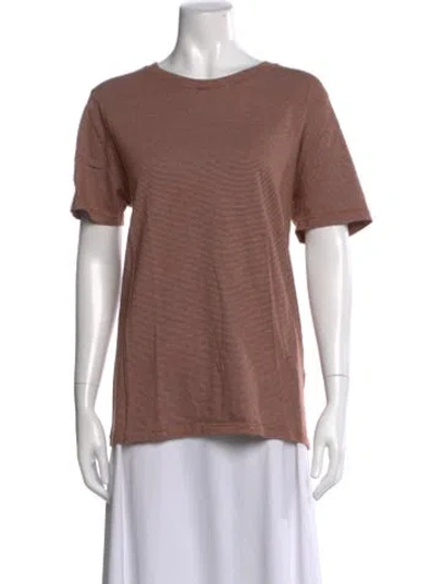 Pre-owned A.p.c. Striped Crew Neck T-shirt In Brown