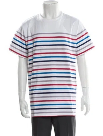 Pre-owned A.p.c. Striped Crew Neck T-shirt In White