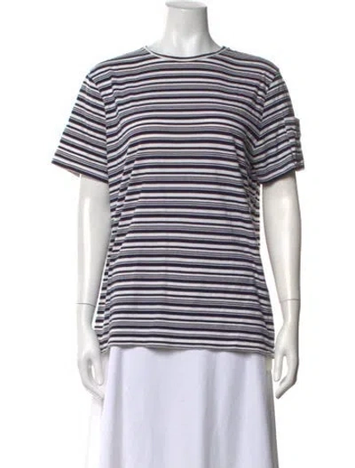 Pre-owned A.p.c. Striped Crew Neck T-shirt In White