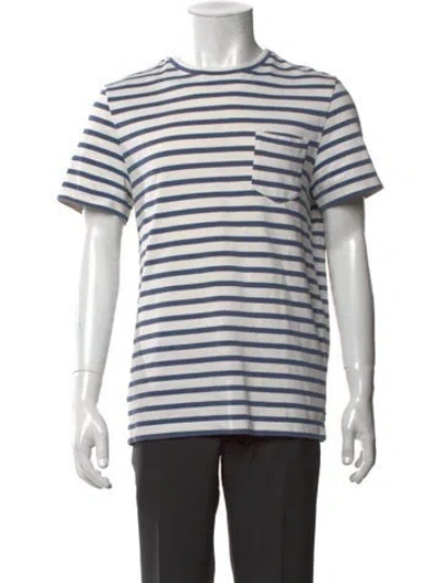Pre-owned A.p.c. Striped Crew Neck T-shirt In White