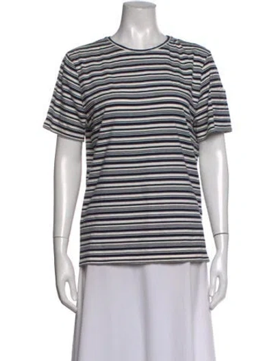 Pre-owned A.p.c. Striped Crew Neck T-shirt In White