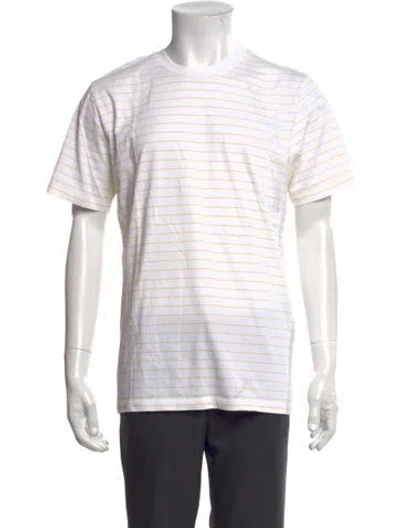 Pre-owned A.p.c. Striped Crew Neck T-shirt In White