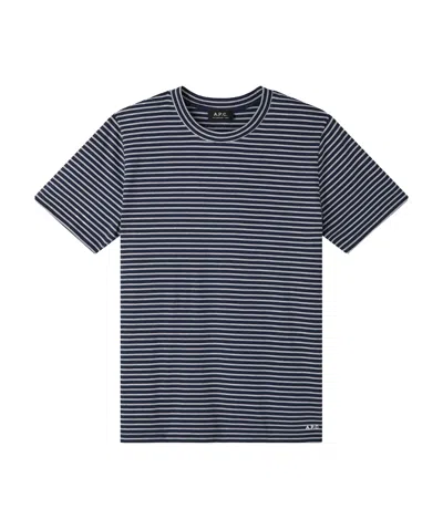 Apc A.p.c. Striped Crewneck T-shirt In Black