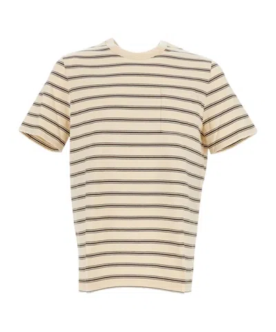 Apc A.p.c. Striped Crewneck T-shirt In Brown