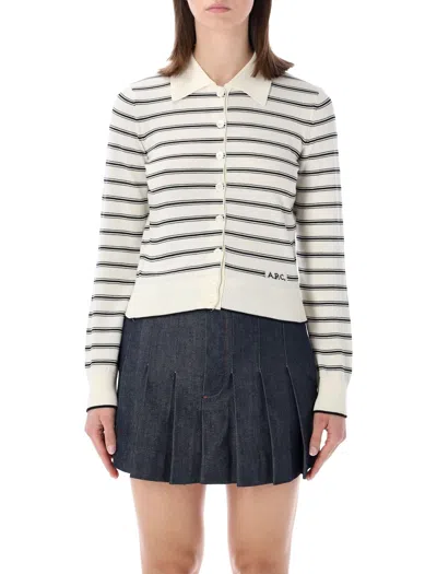 Apc A.p.c. Striped Knit Cardigan In Neutral
