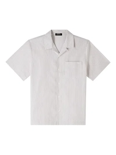 Apc Striped Logo Shirt In Neutral