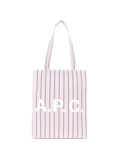 A.p.c. A. P.c. Striped Tote Handbag In Pink