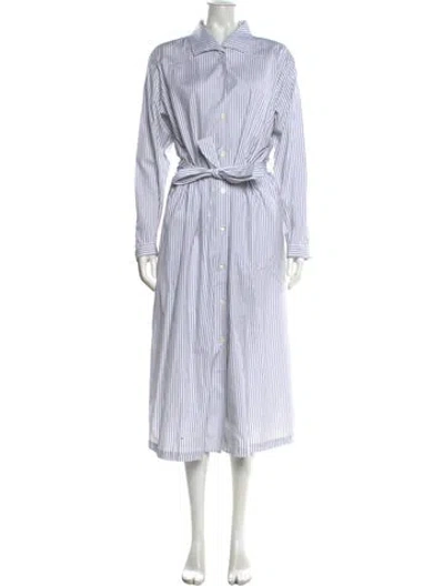 Pre-owned A.p.c. Striped Long Dress In White