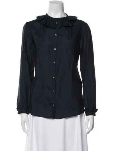 Pre-owned Apc Striped Long Sleeve Blouse In Blue