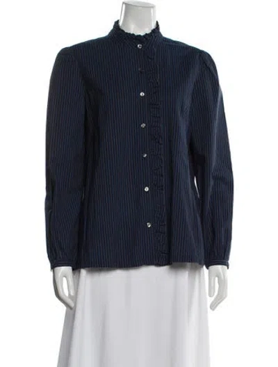 Pre-owned Apc Striped Long Sleeve Blouse In Blue