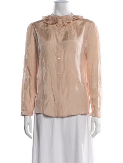Pre-owned A.p.c. Striped Long Sleeve Blouse In Orange