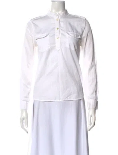 Pre-owned Apc Striped Long Sleeve Blouse In White