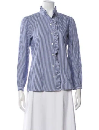Pre-owned A.p.c. Striped Long Sleeve Blouse In White