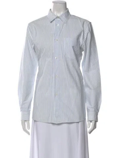 Pre-owned A.p.c. Striped Long Sleeve Button-up Top In Blue