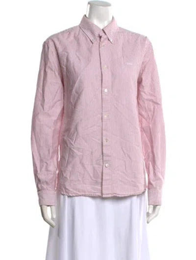 Pre-owned A.p.c. Striped Long Sleeve Button-up Top In Burgundy