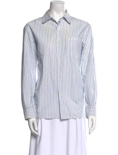 Pre-owned Apc Striped Long Sleeve Button-up Top In Green