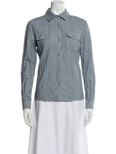 Pre-owned A.p.c. Striped Long Sleeve Button-up Top In Multi