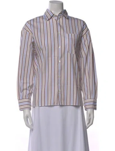 Pre-owned A.p.c. Striped Long Sleeve Button-up Top In Purple