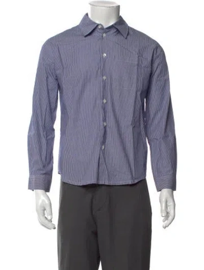Pre-owned Apc Striped Long Sleeve Denim Shirt In Blue
