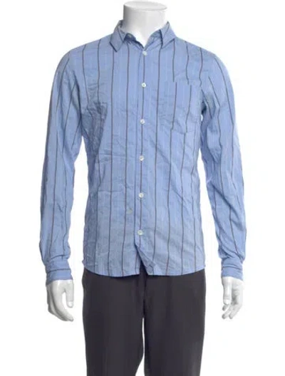 Pre-owned A.p.c. Striped Long Sleeve Dress Shirt In Blue