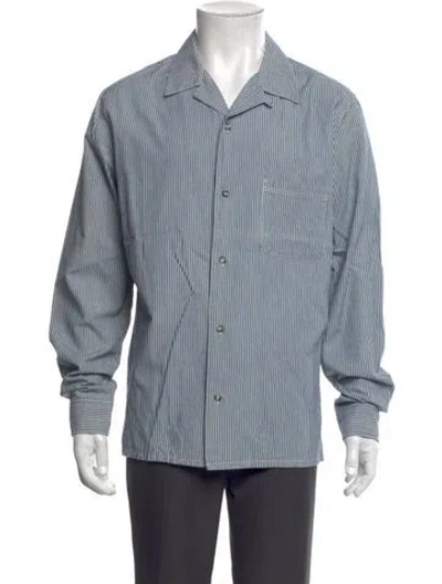 Pre-owned A.p.c. Striped Long Sleeve Dress Shirt In Blue