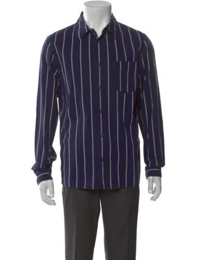 Pre-owned A.p.c. Striped Long Sleeve Dress Shirt In Blue
