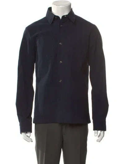 Pre-owned A.p.c. Striped Long Sleeve Dress Shirt In Blue