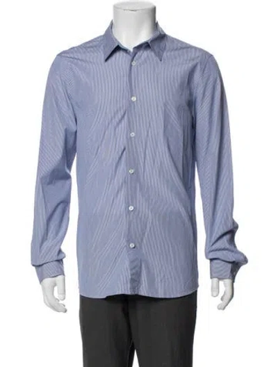 Pre-owned A.p.c. Striped Long Sleeve Dress Shirt In Blue