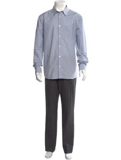 Pre-owned A.p.c. Striped Long Sleeve Dress Shirt W/ Tags In Blue
