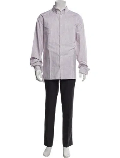 Pre-owned A.p.c. Striped Long Sleeve Dress Shirt W/ Tags In White