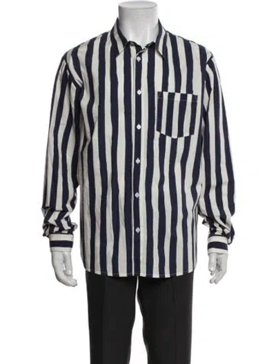 Pre-owned A.p.c. Striped Long Sleeve Shirt In Blue