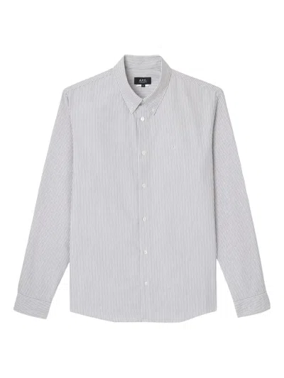 Apc Striped Long-sleeve Shirt In Gray