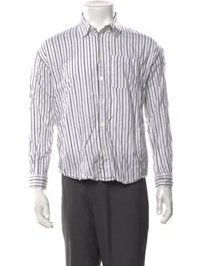 Pre-owned A.p.c. Striped Long Sleeve Shirt In White