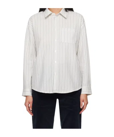 Apc White & Blue Striped Boyfriend Shirt In Iak Dk Navy