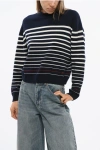 Apc Striped Merinos Wool Billie Crew-neck Sweater In Blue