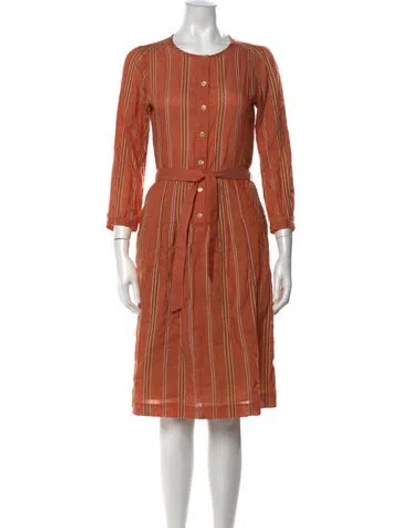Pre-owned A.p.c. Striped Midi Length Dress In Orange