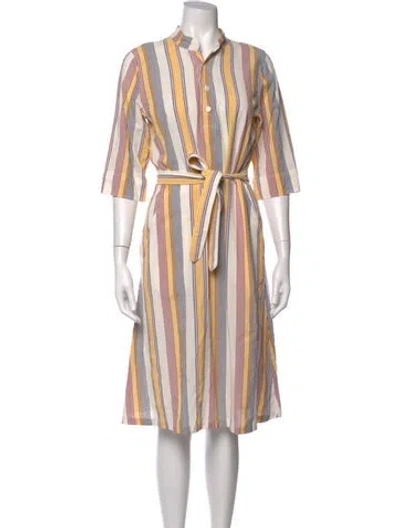 Pre-owned A.p.c. Striped Midi Length Dress In Yellow
