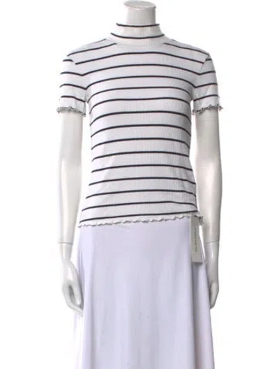 Pre-owned Apc Striped Mock Neck Top In White