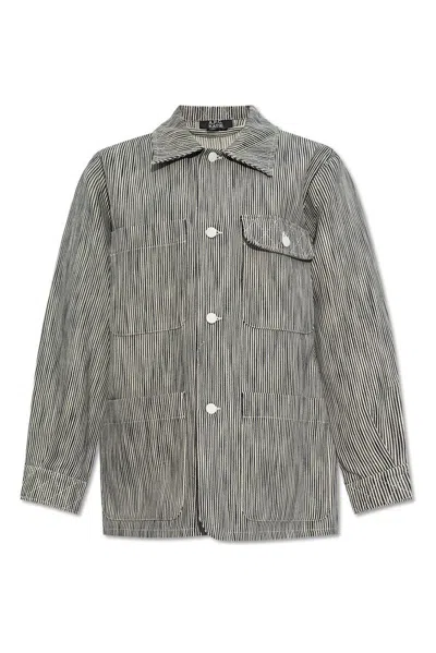 Apc A.p.c. Striped Pattern Shirt Jacket In Black